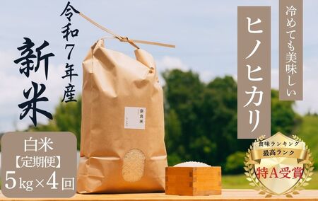 [定期便]令和7年産 新米:冷めても美味しいヒノヒカリ白米5kg×4ヶ月