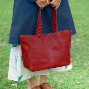 ヌメ革A4トートバッグ(レザー 牛ヌメ革)≪ボルドー≫[hrn15]