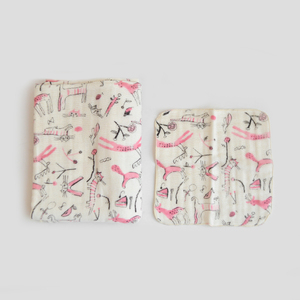 くるみの木 ベビーおくるみとハンカチセット(ピンク)[krm06]