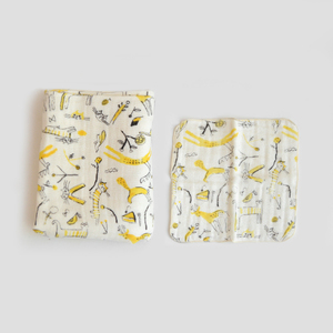 くるみの木 ベビーおくるみとハンカチセット(イエロー)[krm07]