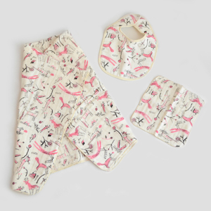 くるみの木 ベビーセット(ピンク)(おくるみ・ハンカチ・スタイ)[krm08]