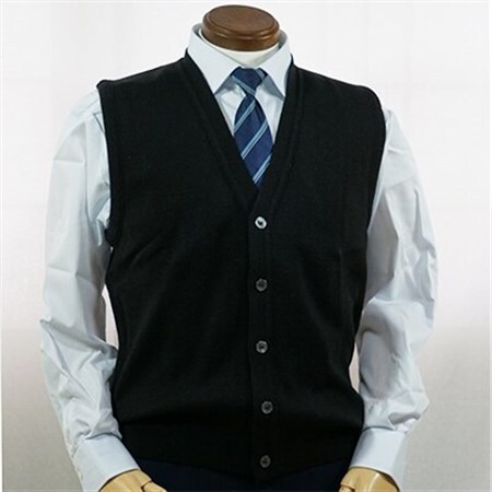 無地 メンズニット オープンベスト クロ L寸 15220_装飾品・工芸品 男性・メンズ 洋服 _【1123467】