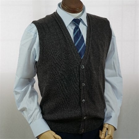 無地 メンズニット オープンベスト チャコール M寸 15220_装飾品・工芸品 男性・メンズ 洋服 _【1219031】