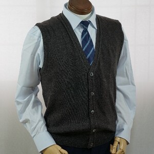 無地 メンズニット オープンベスト チャコール L寸 15220_装飾品・工芸品 男性・メンズ 洋服 _【1219035】