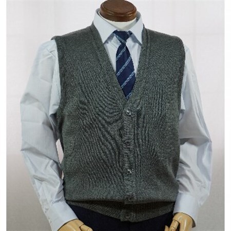 無地 メンズニット オープンベスト グレー LL寸 15220_装飾品・工芸品 男性・メンズ 洋服 _【1219040】