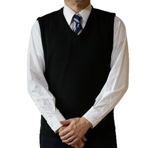 無地 メンズニット ベスト クロ 4L寸 15200_装飾品・工芸品 男性・メンズ 洋服 _
