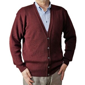 無地 メンズニット カーディガン ワイン LL寸 15230_装飾品・工芸品 男性・メンズ 洋服 _