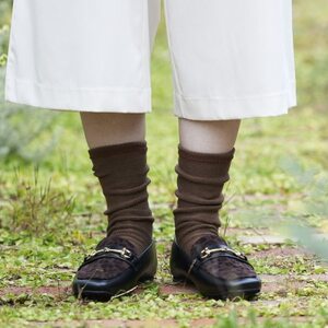 [With Knit]裏返しオーガニックコットンソックス(ブラウン)1足/NSGK22-06_装飾品・工芸品 洋服 _
