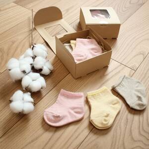 裏返しオーガニックコットンボタニカルダイソックスBABY 3足BOXセット NSGK23-20_装飾品・工芸品 服飾小物 _