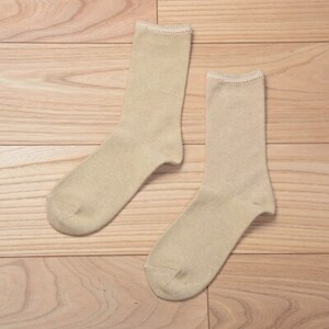 裏返しオーガニックコットンソックス(杢ベージュ)1足/NSGK22-06_装飾品・工芸品 服飾小物 _