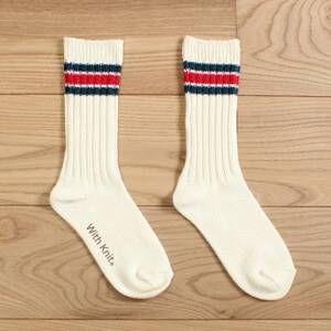 裏返しローゲージリブコットンソックス(レッド・M)1足/NSGK23-15-2_装飾品・工芸品 服飾小物 _