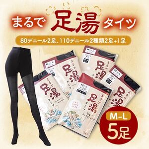 まるで足湯タイツ5点セット(80デニール2足、110デニール2種類2足+1足)サイズM-L_装飾品・工芸品  服飾小物 _【配送不可地域：離島】【1094956】
