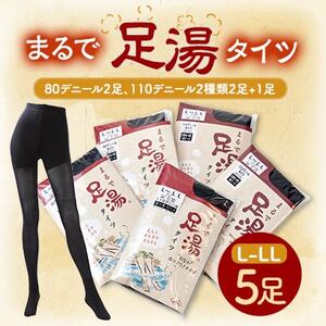 まるで足湯タイツ5点セット(80デニール2足、110デニール2種類2足+1足)サイズL-LL_装飾品・工芸品 服飾小物 _[配送不可地域:離島]