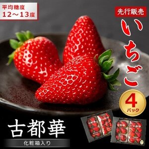 [先行予約]奈良県産いちご 古都華 化粧箱入り4パック[2025年12月中旬から発送]_果物・フルーツ いちご イチゴ 苺_[配送不可地域:離島・北海道・沖縄県]