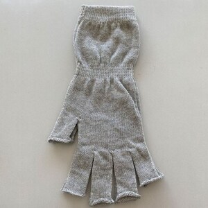 日本製 オーガニックコットン ハーフ手袋 [グレー](971-7660)