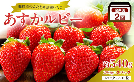 [2回定期便]いちご 完熟 あすかルビー 約540g 2026年1月出荷開始 先行予約 奈良 ブランド イチゴ フルーツ