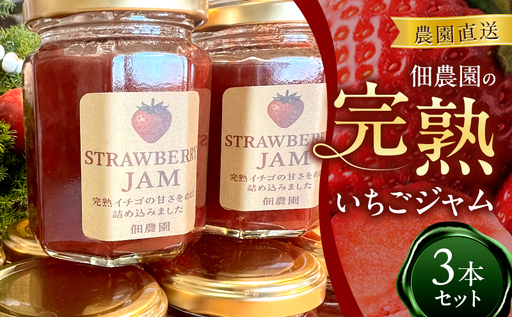 農園直送 佃農園の完熟いちごジャム 3本セット ジャム いちご イチゴ 苺 完熟 朝食 朝ごはん パン トースト ヨーグルト スイーツ 奈良県 大和郡山市