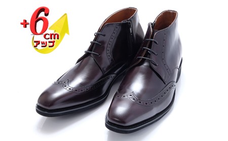 ビジネスブーツ 本革 革靴 紳士靴 ウイングチップ 6cmアップ シークレットブーツ No.1302 ワイン 雑貨 日用品  BN002 24.0cm