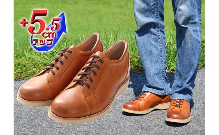 本革 幅広 ４Ｅ ワイド レザーカジュアル メンズ  ５.５cmアップ シークレットスニーカー No.516 キャメル 雑貨 日用品  26.0cm