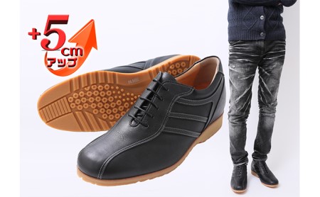 レザースニーカー 本革 カジュアルシューズ 5cmアップ シークレットスニーカー No.997 ブラック 雑貨 日用品  BN003 23.5cm