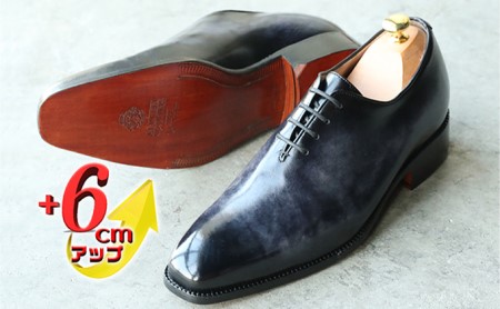 ビジネスシューズ 本革 革底 紳士靴 手染め ホールカット 6cmアップ シークレットシューズ 紐 No.1380 モノクロ ファッション 牛革  BN002 26.0cm