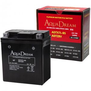 AQUADREAM PLATINUM バイク用バッテリー 液入充電済 ADTX7L-BS/8V 1個_家電製品 アウトドア・カー用品 _[配送不可地域:沖縄県]