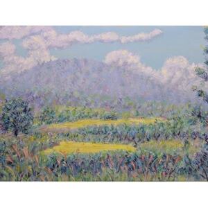 風景画・景行天皇陵〜三輪山[山辺の道](A2サイズ複製・額装込)