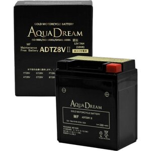 AQUADREAM GOLD バイク用バッテリー 液入充電済 ADTZ8V II 1個[配送不可地域:沖縄県]