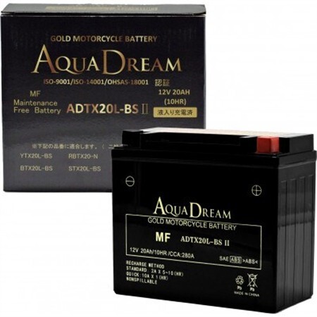 AQUADREAM GOLD バイク用バッテリー 液入充電済 ADTX20L-BS II 1個【配送不可地域：沖縄県】【1641556】