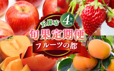 [ 定期便 4 回 ] フルーツ の 都 五條市 を 代表 する 果物 定期便 〜 季節 の 果物 〜 | 奈良 フルーツ 定期便 果物 くだもの りんご 林檎 たねなし かき 種無し 富有柿 柿の街 まち いちご 苺 奈良県 五條市