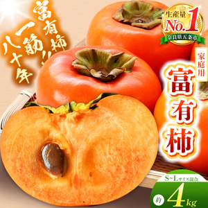 富有柿[家庭用] 約4kg(S〜Lサイズ混載) 