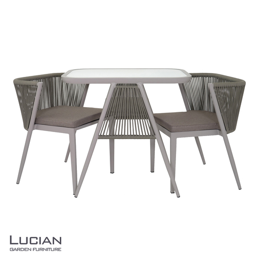 LUCIAN アルミテーブルガーデン3点セット グレージュ / コスティック アルミテーブル チェア コンパクト スタイリッシュ モダン 軽量 丈夫 奈良県 御所市