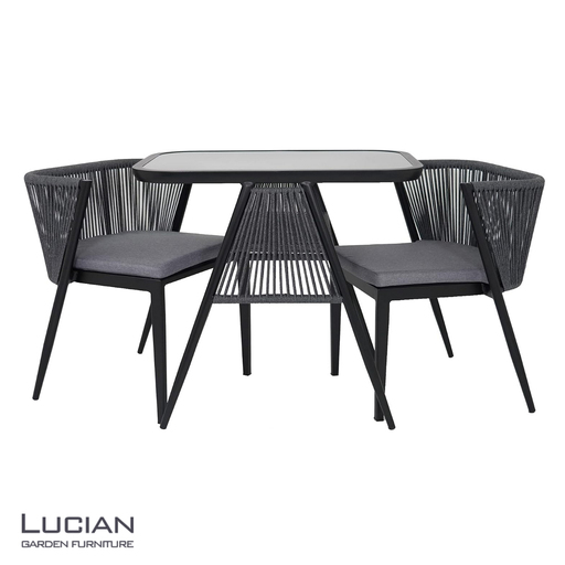 LUCIAN アルミテーブルガーデン3点セット ブラック / コスティック アルミテーブル チェア コンパクト スタイリッシュ モダン 軽量 丈夫 奈良県 御所市