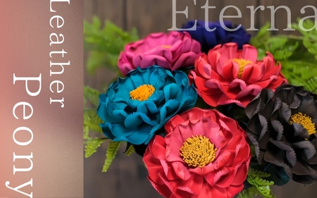 Eterna -Leather Peony- カラー ワインレッド / 国産 革 レザー ピオニー 造花 アートフラワー 小物 インテリア 記念日 プレゼント 奈良県 葛城市[area003-winered]