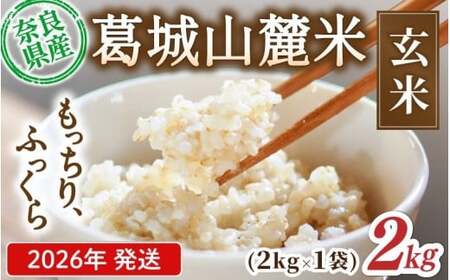 玄米 先行予約 葛城山麓米 ヒノヒカリ(玄米)計2kg [ 2kg×1袋 ] 令和8年産 [2026年10月下旬〜順次発送]葛城市[smlk023]