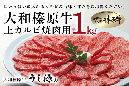 (冷凍)大和榛原牛　焼肉用　上カルビ　1kg入／うし源本店　お取り寄せグルメ　BBQ　特産　牛肉　黒毛和牛　A5　奈良県　宇陀市