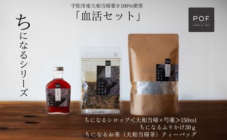 大和当帰葉商品「ちになるシリーズ」血活セット /POWER OF FOOD ふるさと納税 芍薬 シロップ 瓶 ガラス瓶 国産 食材 炭酸 大和当帰葉 有機 お湯割り 甜菜糖 ハチミツ ふりかけ お茶 ご飯 はちみつ 送料無料 ち 奈良県 宇陀市