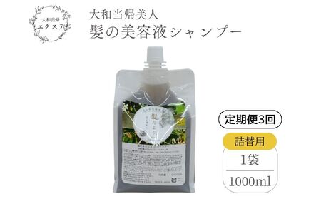 [定期便3回]大和当帰美人 髪だより EXTEシャンプー 詰め替え用 1000ml /ふるさと納税 エクステ 大和当帰 ボトル メンズ 大容量 いい香り髪の美容液 髪整う 自然の力 頭皮 奈良県 宇陀市