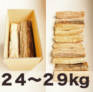 薪ストーブ用コナラ・樫の薪セット 約24〜29kg×5箱[複数個口で 配送]
