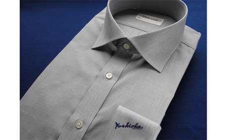 [生地:ノーアイロン]オーダーワイシャツ-「オリジナルネーム入り」川西町産貝ボタン使用- 高瀬貝