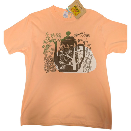 オリジナル 手刷り Tシャツ[春 Mサイズ]メンズ レディース 半袖 ひまわり美術部