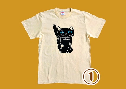 オリジナル 手刷り Tシャツ[まねきねこ XLサイズ]メンズ レディース