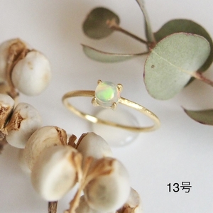 13号 オパール リング (Silver925 18KGP仕上げ) 指輪 / Maco アクセサリー シルバー ヘアライン加工 プレゼント 奈良県 田原本町
