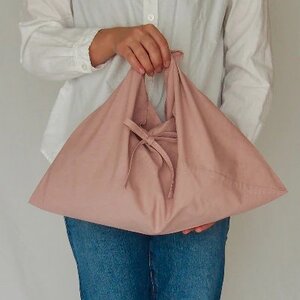 あづま袋 (エコバッグ) カラー スモークピンク Mサイズ 1セット / Maco サブバッグ 風呂敷 手ぬぐい 奈良県 田原本町