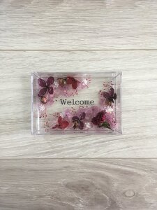 ハーバリウムプレート Welcome (オイル少量タイプ) パープル / kanon インテリア プリザーブドフラワー ドライフラワー ハンドメイド品 奈良県 田原本町