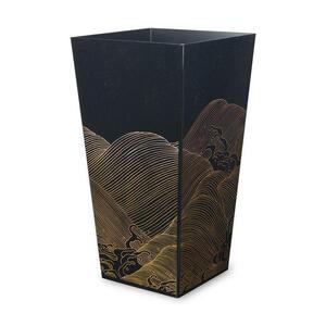 蒔絵調 ダストボックス L角 9.5L 波ブラック タツクラフト [Tk149]