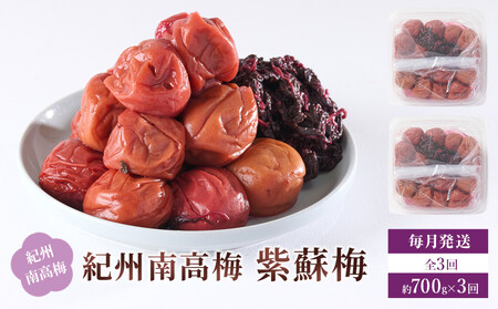 紀州南高梅 紫蘇梅 350g×2 塩分15% [定期便 毎月発送・全3回]