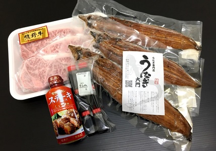 豪華限定企画!熊野牛ステーキと国産炭火焼鰻の贅沢うな牛セットB[MT28]