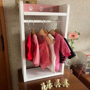 ペットハンガーラック （ホワイト×ピンク）【肉球が可愛い】