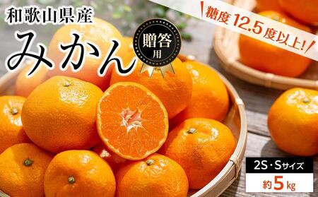 和歌山県産 糖度 12.5度以上 秀品 贈答用 みかん 5kg 2S・S サイズ混合 【NY2】